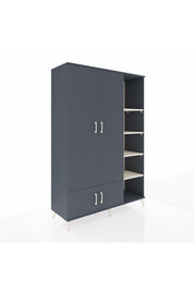 Hyperion Dolap 6 Raflı 4 Kapaklı Tek Askılı 132x44x195 Antrasit-Antrasit/Aytaşı