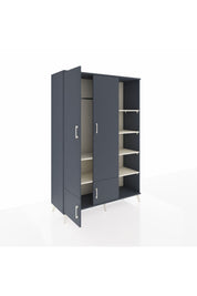 Hyperion Dolap 6 Raflı 4 Kapaklı Tek Askılı 132x44x195 Antrasit-Antrasit/Aytaşı