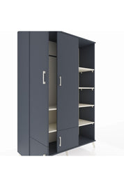 Hyperion Dolap 6 Raflı 4 Kapaklı Tek Askılı 132x44x195 Antrasit-Antrasit/Aytaşı