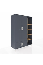 Hyperion Dolap 6 Raflı 4 Kapaklı Tek Askılı 132x44x195 Antrasit-Antrasit/Çam