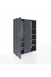 Hyperion Dolap 6 Raflı 4 Kapaklı Tek Askılı 132x44x195 Antrasit-Antrasit/Çam