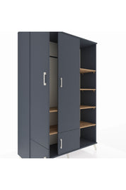 Hyperion Dolap 6 Raflı 4 Kapaklı Tek Askılı 132x44x195 Antrasit-Antrasit/Çam