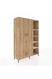 Hyperion Dolap 6 Raflı 4 Kapaklı Tek Askılı 132x44x195 Çam-Çam/Aytaşı