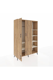 Hyperion Dolap 6 Raflı 4 Kapaklı Tek Askılı 132x44x195 Çam-Çam/Aytaşı