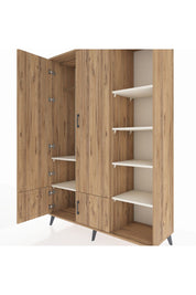 Hyperion Dolap 6 Raflı 4 Kapaklı Tek Askılı 132x44x195 Çam-Çam/Aytaşı