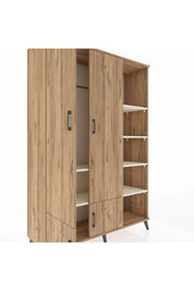 Hyperion Dolap 6 Raflı 4 Kapaklı Tek Askılı 132x44x195 Çam-Çam/Aytaşı