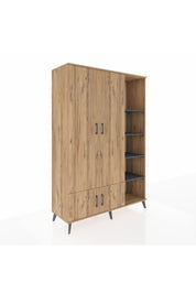 Hyperion Dolap 6 Raflı 4 Kapaklı Tek Askılı 132x44x195 Çam-Çam/Antrasit