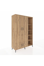 Hyperion Dolap 6 Raflı 4 Kapaklı Tek Askılı 132x44x195 Çam-Çam/Çam