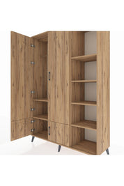 Hyperion Dolap 6 Raflı 4 Kapaklı Tek Askılı 132x44x195 Çam-Çam/Çam