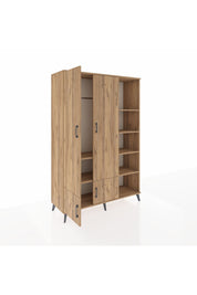 Hyperion Dolap 6 Raflı 4 Kapaklı Tek Askılı 132x44x195 Çam-Çam/Çam