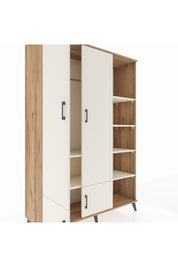 Hyperion Dolap 6 Raflı 4 Kapaklı Tek Askılı 132x44x195 Çam-Aytaşı/Aytaşı