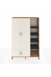 Hyperion Dolap 6 Raflı 4 Kapaklı Tek Askılı 132x44x195 Çam-Aytaşı/Antrasit