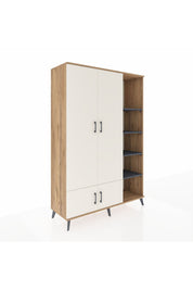 Hyperion Dolap 6 Raflı 4 Kapaklı Tek Askılı 132x44x195 Çam-Aytaşı/Antrasit