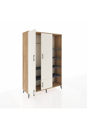 Hyperion Dolap 6 Raflı 4 Kapaklı Tek Askılı 132x44x195 Çam-Aytaşı/Antrasit