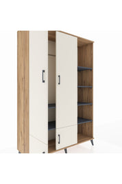 Hyperion Dolap 6 Raflı 4 Kapaklı Tek Askılı 132x44x195 Çam-Aytaşı/Antrasit