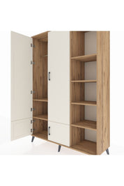 Hyperion Dolap 6 Raflı 4 Kapaklı Tek Askılı 132x44x195 Çam-Aytaşı/Çam