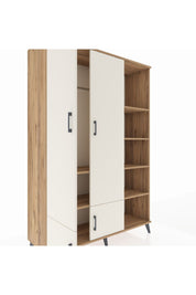 Hyperion Dolap 6 Raflı 4 Kapaklı Tek Askılı 132x44x195 Çam-Aytaşı/Çam
