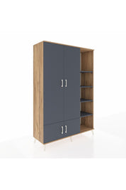 Hyperion Dolap 6 Raflı 4 Kapaklı Tek Askılı 132x44x195 Çam-Antrasit/Antrasit