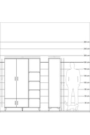 Hyperion Dolap 6 Raflı 4 Kapaklı Tek Askılı 132x44x195 Çam-Antrasit/Antrasit