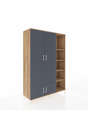 Hyperion Dolap 6 Raflı 4 Kapaklı Tek Askılı 132x44x195 Çam-Antrasit/Çam