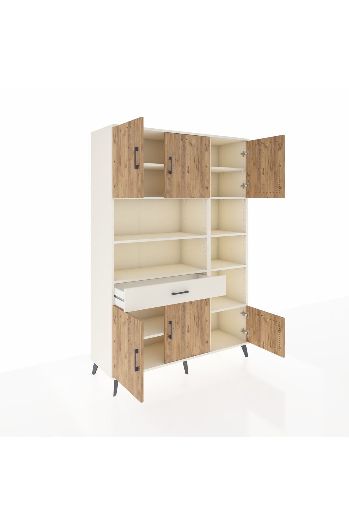 Hyperion Dolap 10 Raflı Tek Çekmeceli 6 Kapaklı 132x44x195 Aytaşı-Çam/Aytaşı