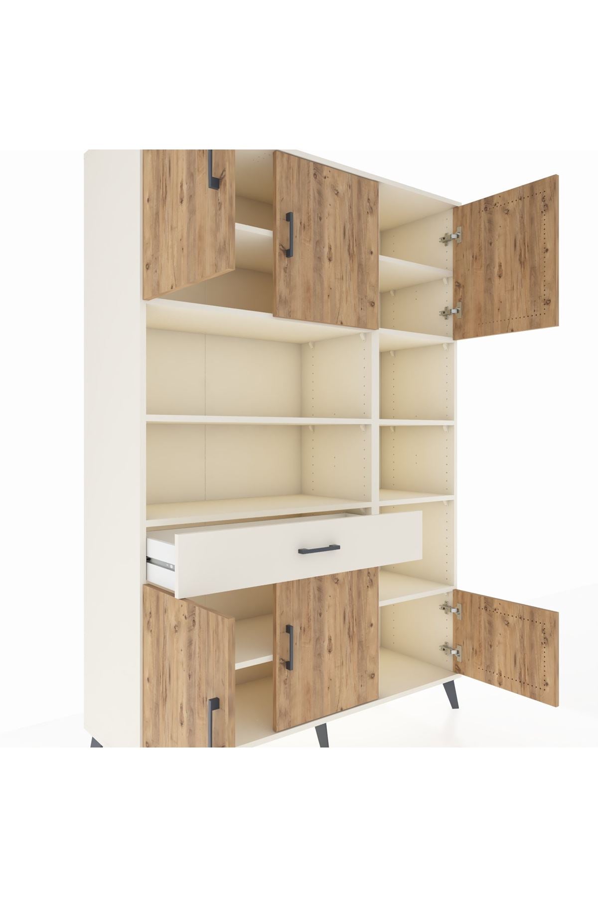 Hyperion Dolap 10 Raflı Tek Çekmeceli 6 Kapaklı 132x44x195 Aytaşı-Çam/Aytaşı