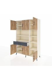 Hyperion Dolap 10 Raflı Tek Çekmeceli 6 Kapaklı 132x44x195 Aytaşı-Çam/Antrasit