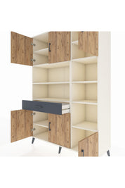 Hyperion Dolap 10 Raflı Tek Çekmeceli 6 Kapaklı 132x44x195 Aytaşı-Çam/Antrasit