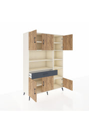 Hyperion Dolap 10 Raflı Tek Çekmeceli 6 Kapaklı 132x44x195 Aytaşı-Çam/Antrasit