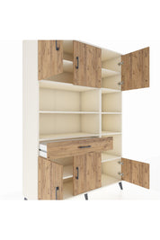 Hyperion Dolap 10 Raflı Tek Çekmeceli 6 Kapaklı 132x44x195 Aytaşı-Çam/Çam