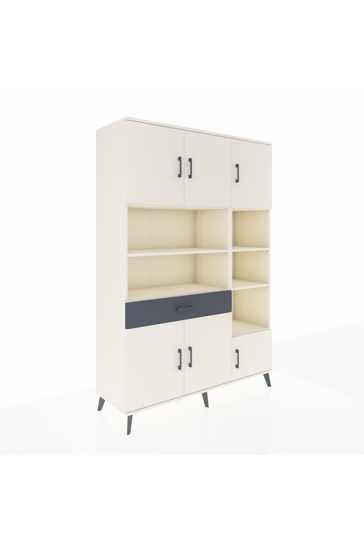 Hyperion Dolap 10 Raflı Tek Çekmeceli 6 Kapaklı 132x44x195 Aytaşı-Aytaşı/Antrasit