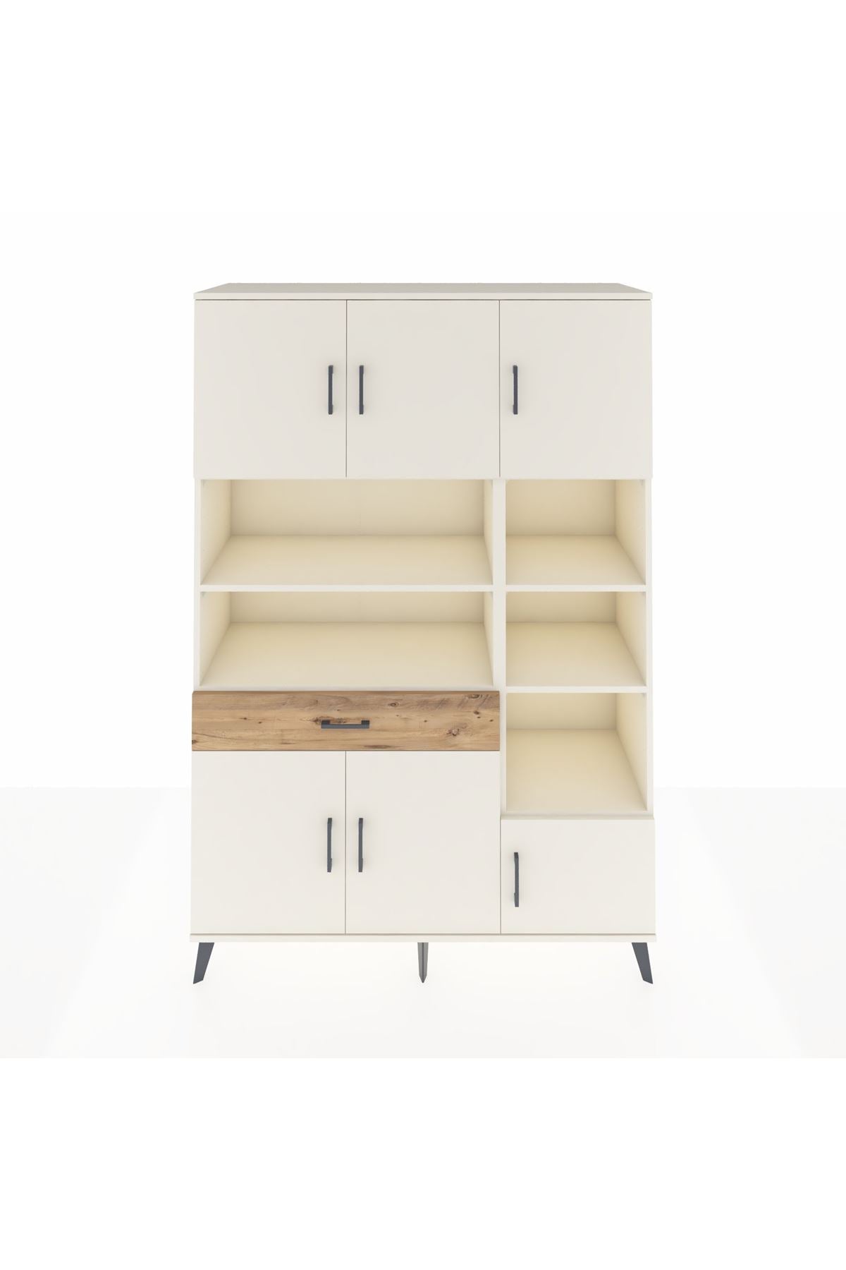 Hyperion Dolap 10 Raflı Tek Çekmeceli 6 Kapaklı 132x44x195 Aytaşı-Aytaşı/Çam