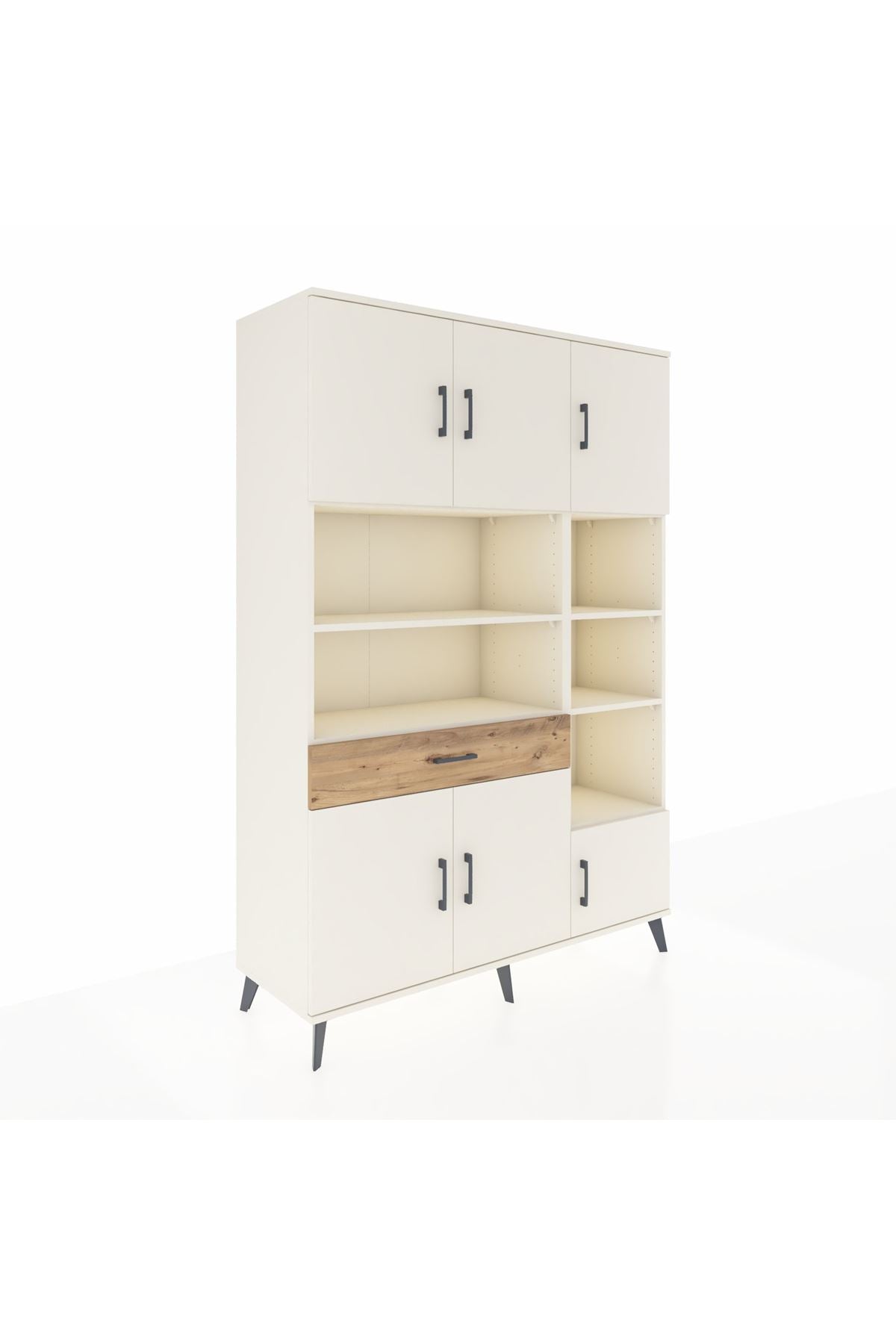 Hyperion Dolap 10 Raflı Tek Çekmeceli 6 Kapaklı 132x44x195 Aytaşı-Aytaşı/Çam