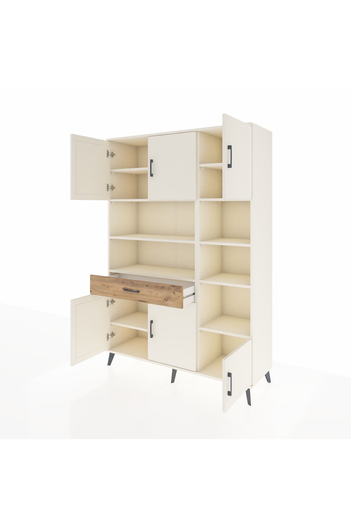 Hyperion Dolap 10 Raflı Tek Çekmeceli 6 Kapaklı 132x44x195 Aytaşı-Aytaşı/Çam