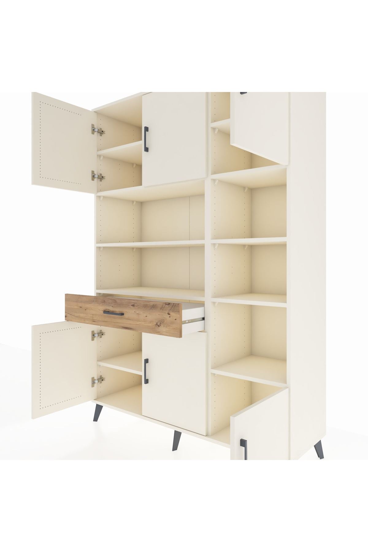 Hyperion Dolap 10 Raflı Tek Çekmeceli 6 Kapaklı 132x44x195 Aytaşı-Aytaşı/Çam