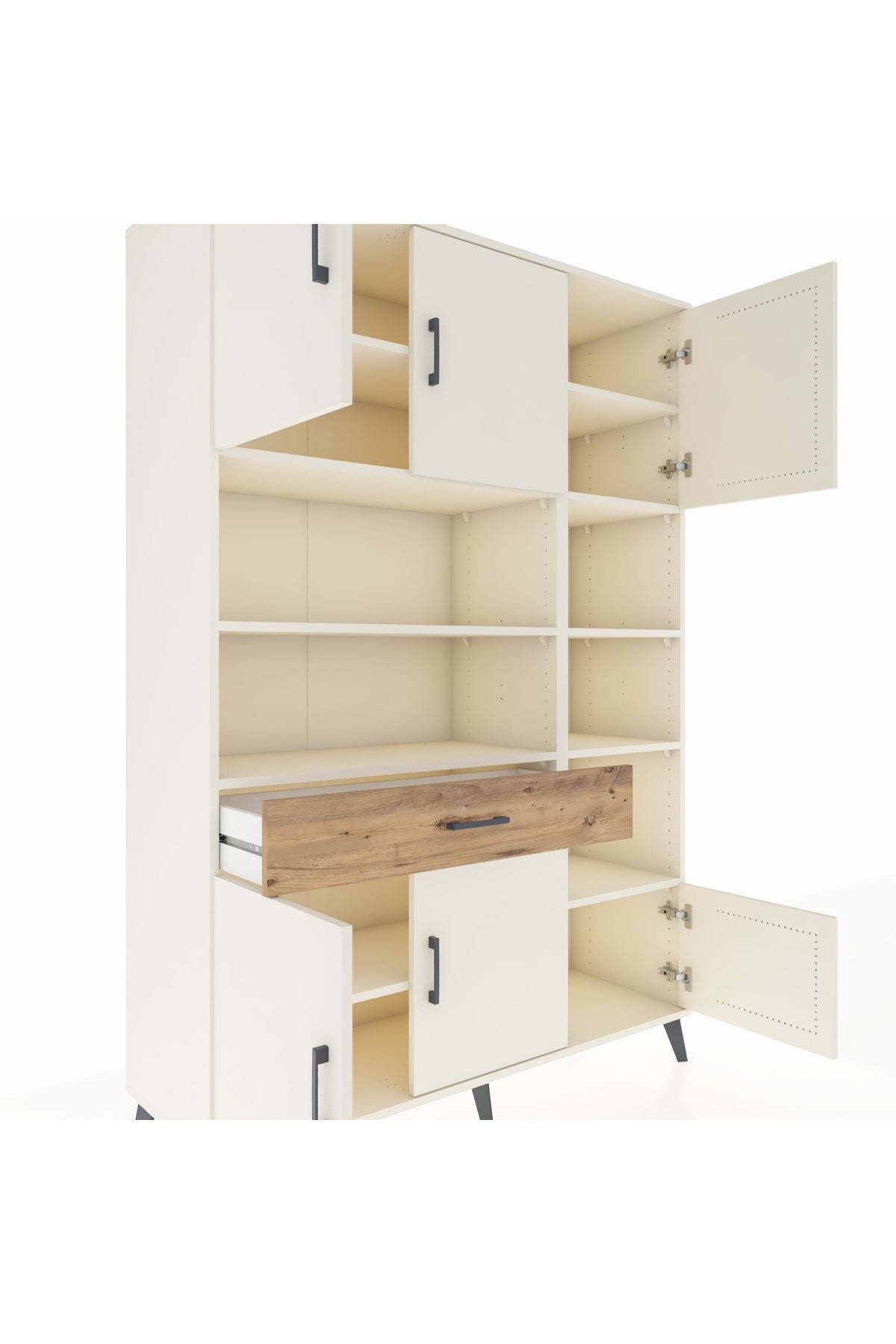 Hyperion Dolap 10 Raflı Tek Çekmeceli 6 Kapaklı 132x44x195 Aytaşı-Aytaşı/Çam