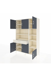 Hyperion Dolap 10 Raflı Tek Çekmeceli 6 Kapaklı 132x44x195 Aytaşı-Antrasit/Aytaşı