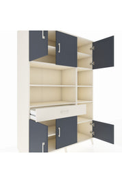 Hyperion Dolap 10 Raflı Tek Çekmeceli 6 Kapaklı 132x44x195 Aytaşı-Antrasit/Aytaşı