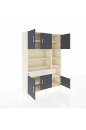 Hyperion Dolap 10 Raflı Tek Çekmeceli 6 Kapaklı 132x44x195 Aytaşı-Antrasit/Aytaşı