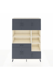 Hyperion Dolap 10 Raflı Tek Çekmeceli 6 Kapaklı 132x44x195 Aytaşı-Antrasit/Antrasit