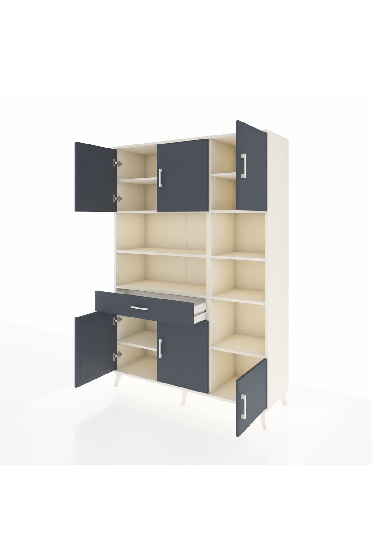 Hyperion Dolap 10 Raflı Tek Çekmeceli 6 Kapaklı 132x44x195 Aytaşı-Antrasit/Antrasit