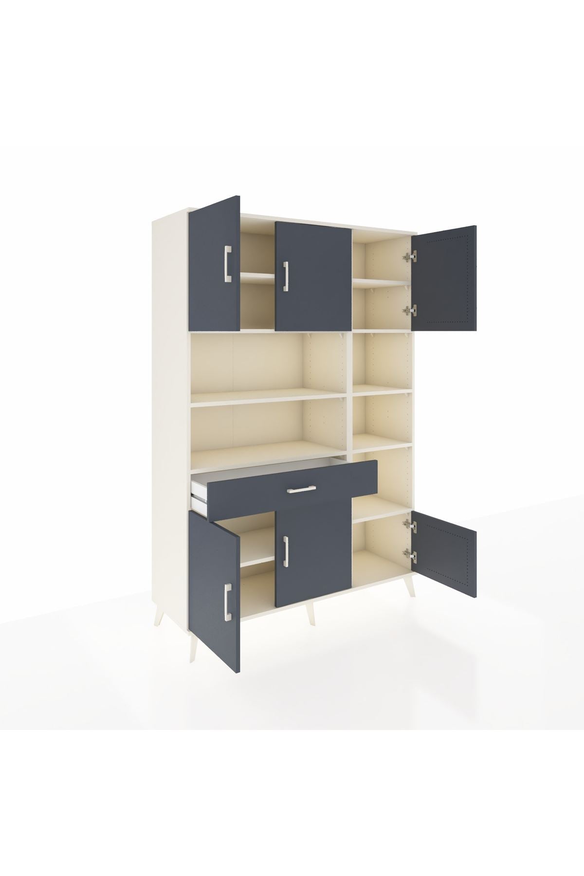 Hyperion Dolap 10 Raflı Tek Çekmeceli 6 Kapaklı 132x44x195 Aytaşı-Antrasit/Antrasit