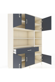 Hyperion Dolap 10 Raflı Tek Çekmeceli 6 Kapaklı 132x44x195 Aytaşı-Antrasit/Antrasit