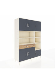 Hyperion Dolap 10 Raflı Tek Çekmeceli 6 Kapaklı 132x44x195 Aytaşı-Antrasit/Çam