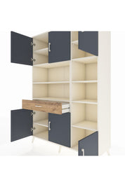 Hyperion Dolap 10 Raflı Tek Çekmeceli 6 Kapaklı 132x44x195 Aytaşı-Antrasit/Çam