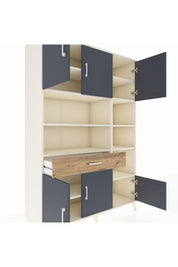 Hyperion Dolap 10 Raflı Tek Çekmeceli 6 Kapaklı 132x44x195 Aytaşı-Antrasit/Çam