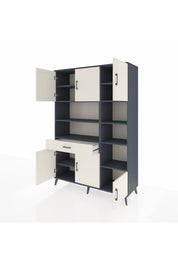 Hyperion Dolap 10 Raflı Tek Çekmeceli 6 Kapaklı 132x44x195 Antrasit-Aytaşı/Aytaşı