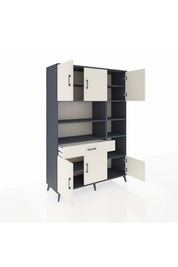 Hyperion Dolap 10 Raflı Tek Çekmeceli 6 Kapaklı 132x44x195 Antrasit-Aytaşı/Aytaşı
