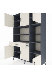 Hyperion Dolap 10 Raflı Tek Çekmeceli 6 Kapaklı 132x44x195 Antrasit-Aytaşı/Aytaşı