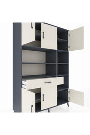 Hyperion Dolap 10 Raflı Tek Çekmeceli 6 Kapaklı 132x44x195 Antrasit-Aytaşı/Aytaşı